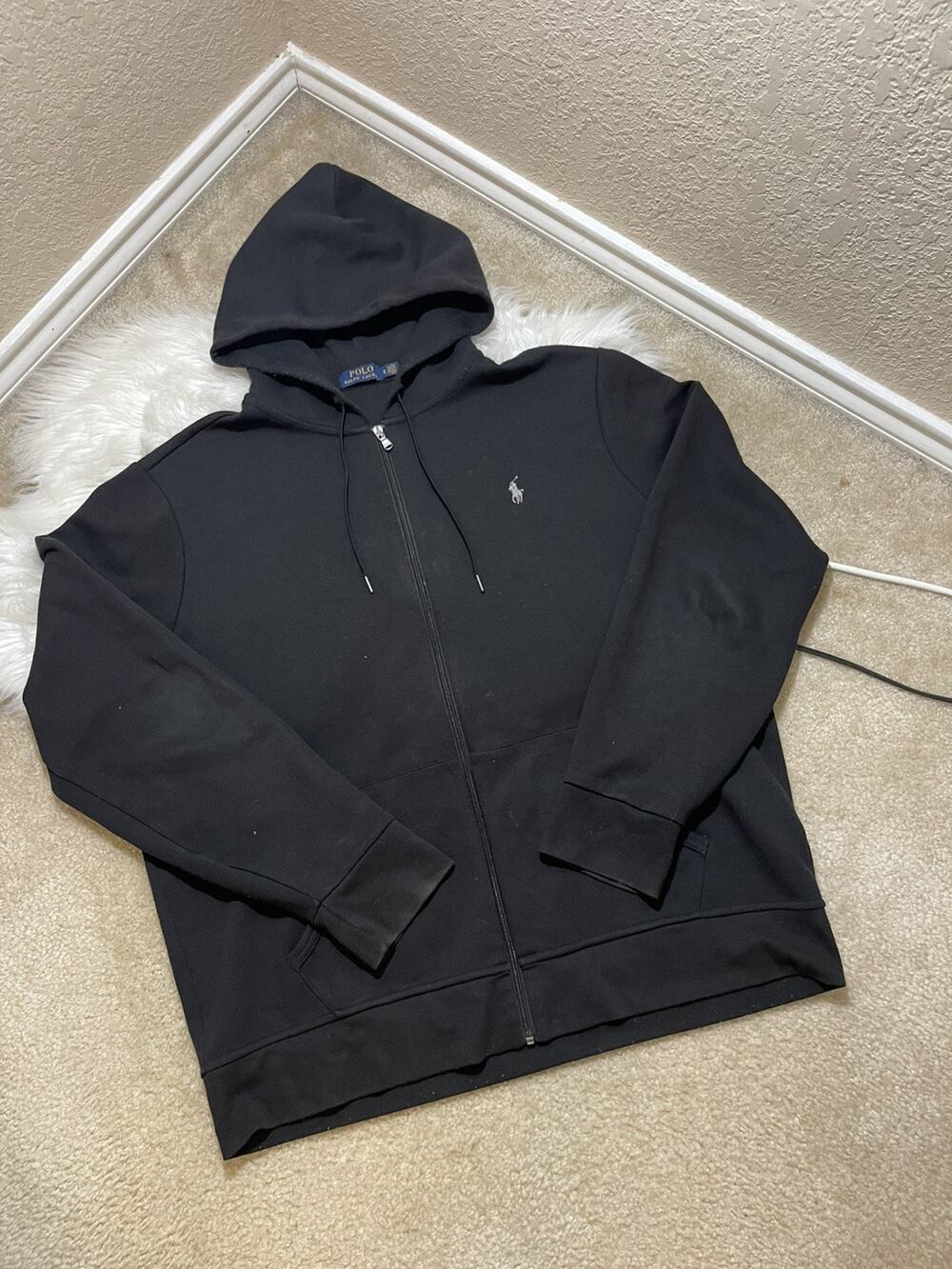 Polo Ralph Lauren Double Knit Full Zip Hoodie Black Men’s Size X-Large